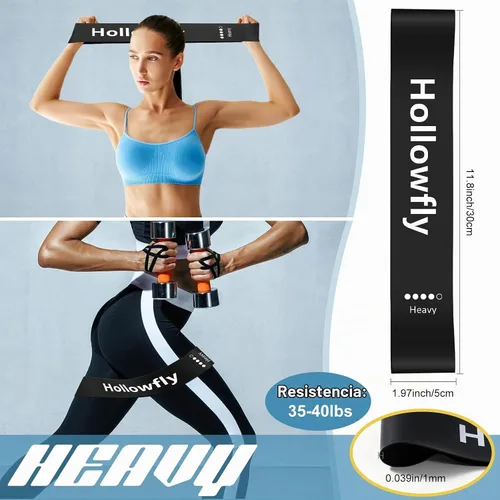 Vista 3 de Hollowfly 12 bandas de ejercicio de látex para entrenamiento de glúteos, bandas de ejercicio elásticas antideslizantes para piernas, sentadillas