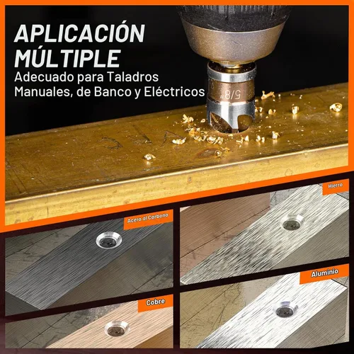 Vista 5 de Juego de brocas avellanadas M2 cobalto HSS, 6 piezas de vástago hexagonal de cambio rápido de 1/4 pulgadas para metal, madera, acero inoxidable