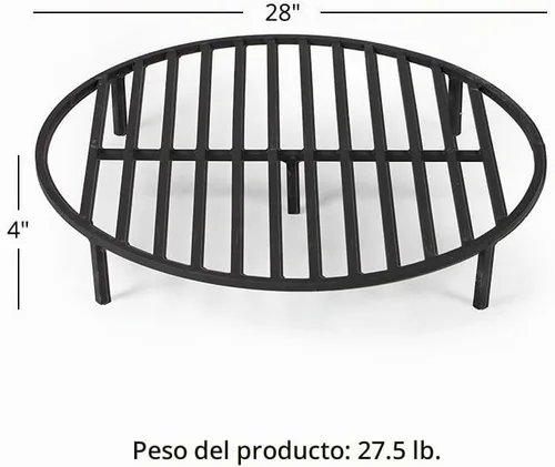 Vista 6 de TITAN GREAT OUTDOORS Rejilla redonda para fogatas de ceniza y brasa, resistente, de acero de 1/2 pulgada, elevada, para leña, para chimeneas