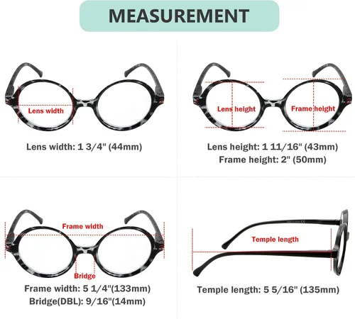 Vista 3 de Eyekepper Paquete de 4 lentes de lectura para mujer con lente pequeña, redondas, +0.00