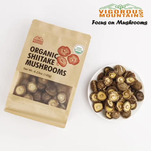 Vista 7 de VIGOROUS MOUNTAINS Setas Shiitake Deshidratadas Orgánicas USDA, Hongos Secos Deshidratados para Cocinar 4.23oz, 120g