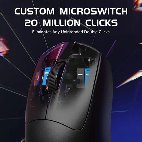 Vista 6 de ATTACK SHARK × MAMBASNAKE M4 Mouse inalámbrico para juegos, 24000 DPI ajustable PAW3311 Sensor óptico, botones programados, 1.83 oz Ratones Negro