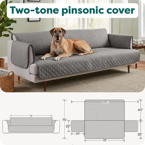 Vista 6 de Furhaven - Funda para muebles de sala de estar para perros y gatos, protector reversible de dos tonos, resistente al agua, lavable, color gris