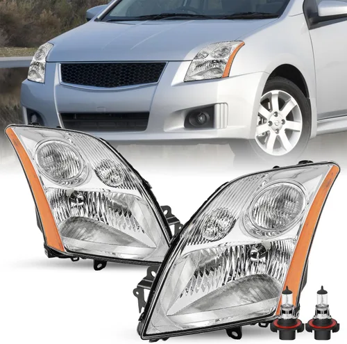 Vista 11 de SOCKIR Conjunto de faros delanteros compatible con bombillas Nissan Sentra 2007-2009 incluidas, faro negro para el lado del pasajero y del conductor