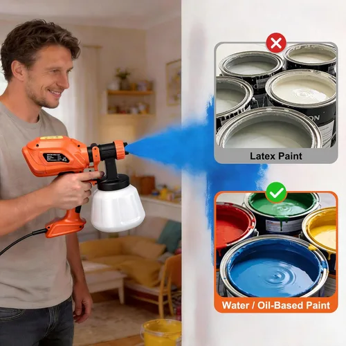 Vista 9 de Pulverizador de pintura para pintura de casa, pistola de pintura en aerosol HVLP de 800 W con 4 boquillas y 3 patrones, contenedor de aerosol