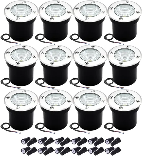 Vista 10 de Luces de pozo de iluminación de paisaje, bajo voltaje al aire libre en tierra, 5 W 12 V-24 V, impermeable, luz blanca cálida de 3000 K para jardín