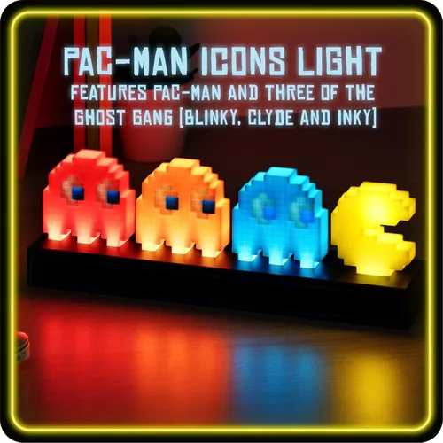 Vista 3 de Pac Man and Ghosts Light, lámpara de figura coleccionable Pac Man