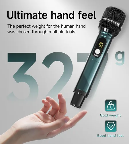 Vista 7 de Micrófonos inalámbricos, sistema de micrófono de mano dual para karaoke y Negro