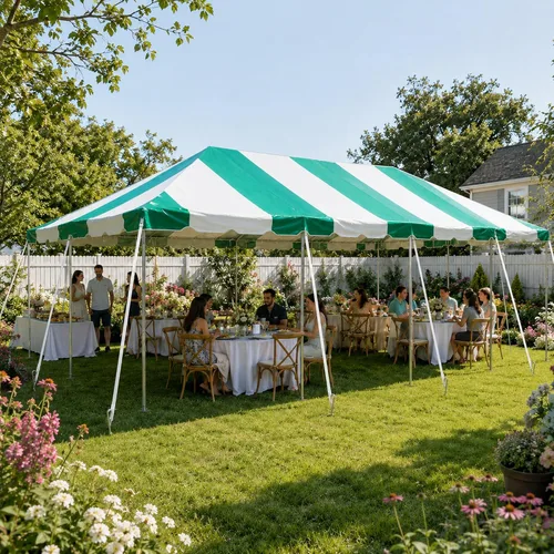 Vista 35 de Party Tents Direct Carpa para Fiesta de 20x30 - Marco de Acero - Gazebo al Aire Libre, Pabellón, Sombrilla para Sol, Refugio para Acampada - Verde