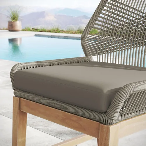 Vista 7 de Wellspring Outdoor Teak and Rope Counter Stool Light Gray Greige
