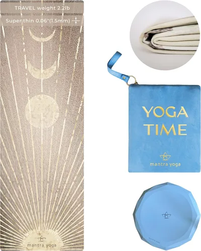 Vista 12 de Mantra Yoga Travel PRO 1.5mm con almohadilla para las rodillas - Esterilla plegable para fitness y ejercicio con bolsa Ligera, compacta