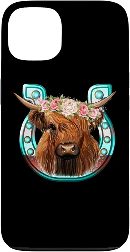 Vista 7 de Floral Highland Cow Heifer Horseshoe Western Country Case for iPhone 16
