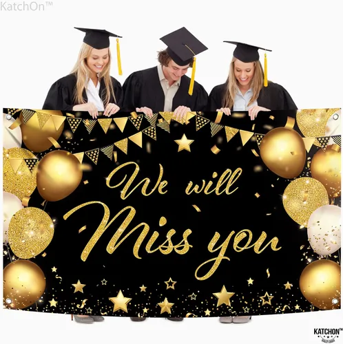 Vista 5 de KatchOn Banner con texto en inglés "We Will Miss You" en negro y dorado