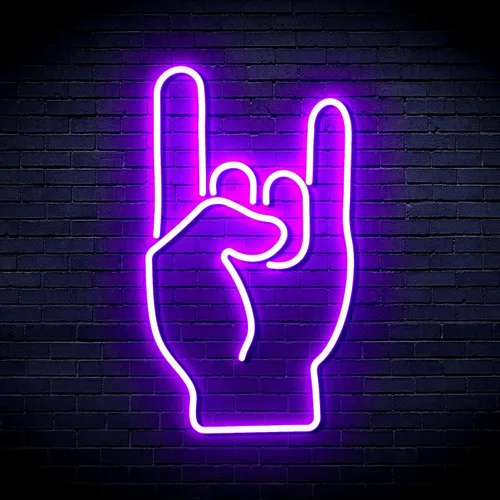 Vista 13 de AdvPro Rock On Hand Sign Flex Silicone LED Neon Sign - Azul - st16s32-fnu0067-b