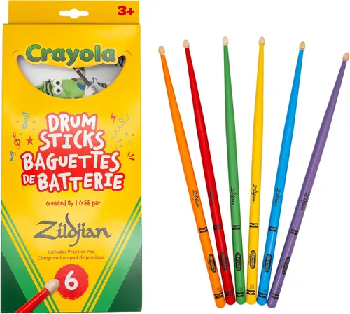 Vista 4 de Zildjian Crayola - Baquetas para niños, paquete de 6 con almohadilla