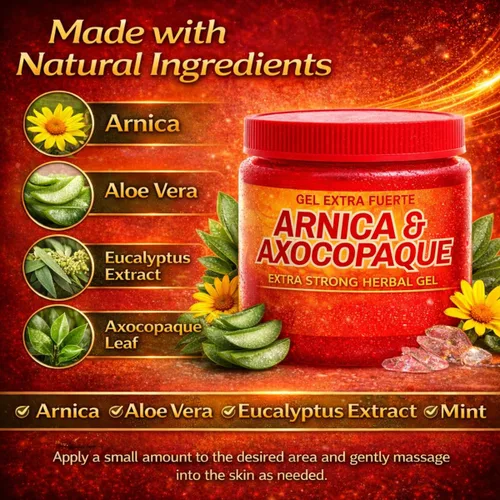 Vista 4 de Arnica + Axocopaque Flores Gel Pomada 4.23 onzas, gel tópico de árnica natural para músculos y articulaciones, gel de masaje botánico de absorción