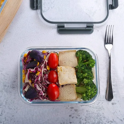 Vista 5 de [Paquete de 10] Contenedores de vidrio para preparación de comidas con tapas, recipientes de almacenamiento de alimentos MCIRCO con tapas de cierre