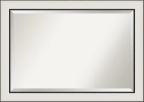 Vista 19 de Amanti Art - Espejo de baño plateado para sobre lavabo, espejo rectangular de níquel cepillado de 33x43, marco moderno extragrande, se cuelga