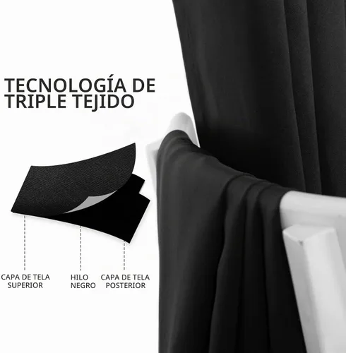 Vista 6 de MYSKY HOME Cortinas opacas negras para dormitorio, cortinas opacas de 84 pulgadas de largo para sala de estar, 2 paneles con aislamiento térmico