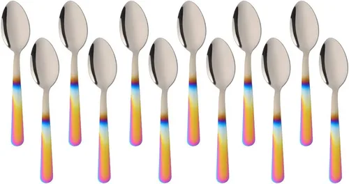 Vista 12 de Juego de 12 cucharas de café Demitasse de acero inoxidable, mini cuchara de 4.5 pulgadas, pequeñas cucharas de espresso para café, azúcar, postre