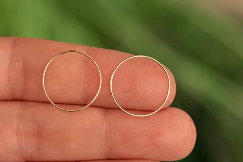 Vista 123 de Aretes de aro de oro de plata – Aretes de aro para mujer, dos piezas de aros de plata fina rellenos de oro, aro de hélice, anillo de tragus, aro