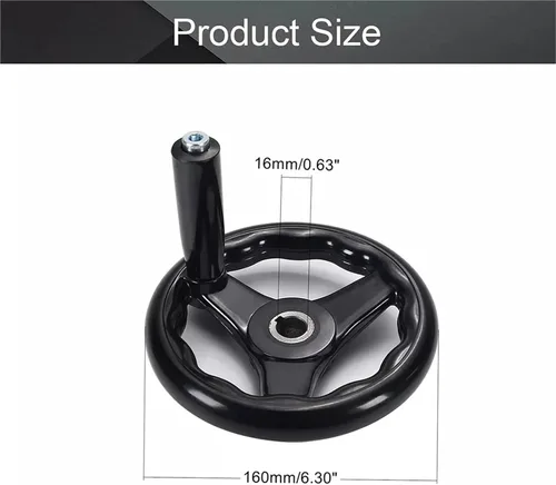 Vista 5 de 1pc Handwheel Rotating Handle 3 Spoke Hand Wheel with Revolving Handle for Milling Machine Material Handling(16x160mm)
