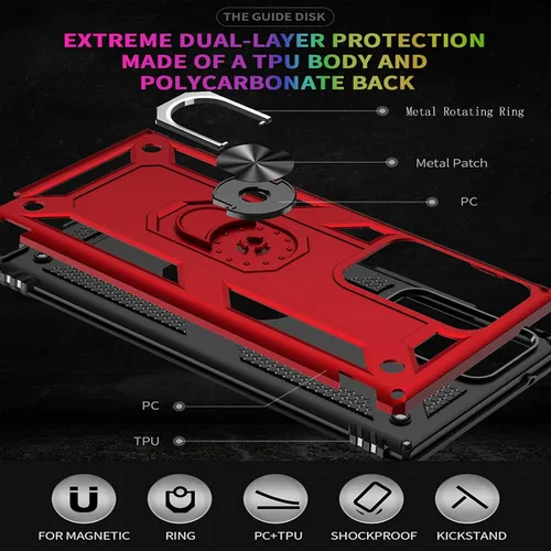 Vista 3 de Funda para Galaxy Note 20 Ultra, Shockprooof - Funda protectora de grado militar, con anillo giratorio de 360° para Samsung Note 20 Ultra, funda