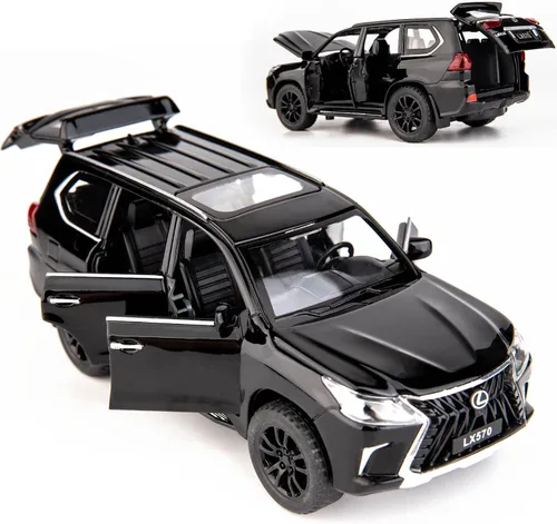 Vista 2 de BDTCTK 1/32 Compatible con Lexus LX570 Off-Road en SUV de lujo, auto de juguete de aleación de zinc con sonido y luz para regalo para niños y niñas
