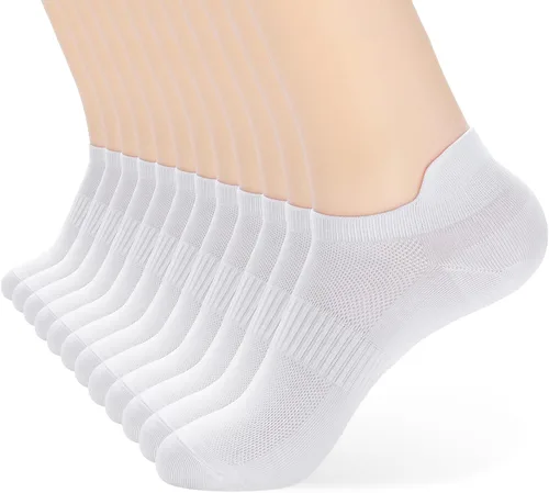 Vista 20 de ATBITER Calcetines de tobillo para mujer, delgados, atléticos, de corte bajo, con lengüeta en el talón, 6 pares 12 pares 4blanco+4negro+4gris