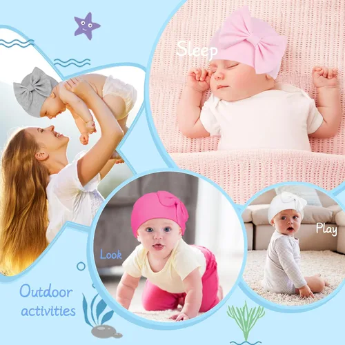 Vista 4 de Zando Gorros de bebé recién nacido, gorro suave lindo para bebés de 0 a 6 meses