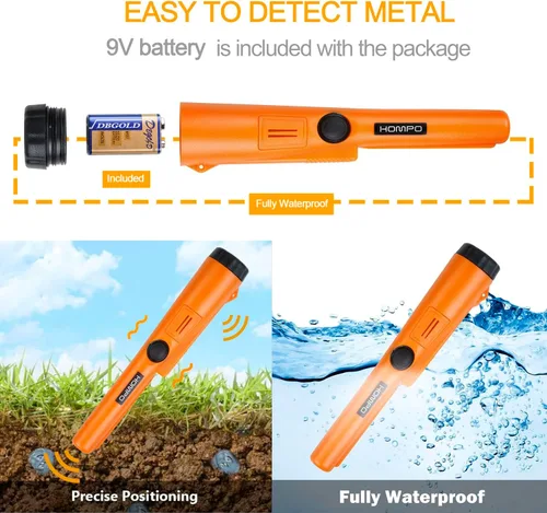 Vista 3 de Detector de metales Pinpointer - Varita puntero de mano totalmente impermeable, sonda de búsqueda profesional de alta precisión