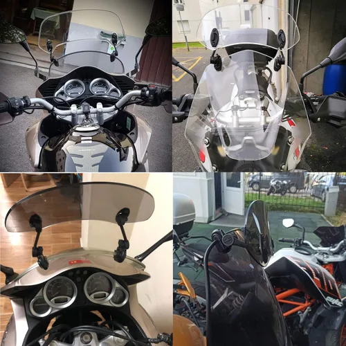 Vista 7 de Extensión de parabrisas ajustable universal para motocicleta de 14.488 in Parabrisas con clip de policarbonato PC transparente marrón