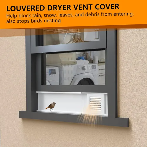 Vista 3 de LBG Products Kit de ventana de ventilación para secadora con cubierta de ventilación con listones resistente a la intemperie para manguera