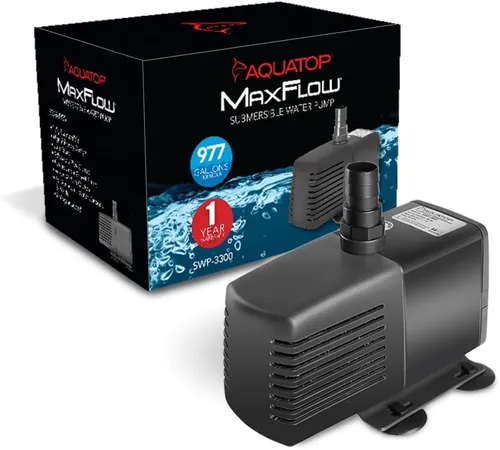 Vista 9 de Aquatop Bomba sumergible para acuario MaxFlow de 95 GPH de flujo ajustable, para peceras, sumideros y estatuas, SWP-230