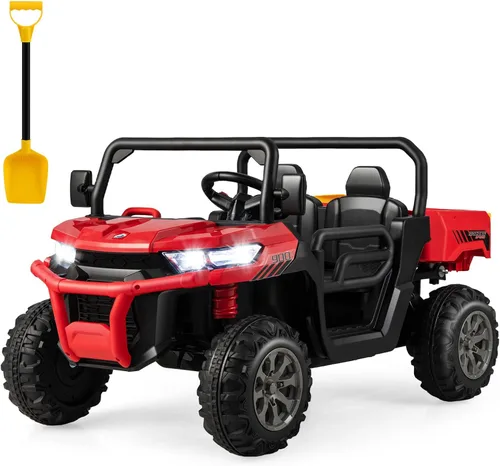 Vista 11 de HONEY JOY Auto de 2 plazas, 12 V, batería de 12 V, con control remoto, suspensión de resorte, velocidad alta/baja, almacenamiento, música, USB, Negro