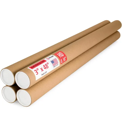 Vista 28 de Tubo de cartón reforzado de 2 x 18 pulgadas, paquete de 4 tubos con 8 tapas, seguro aprobado por USPS, ideal para envío y almacenamiento