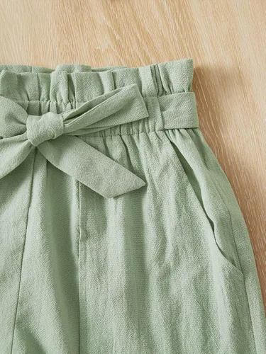 Vista 4 de SHENHE Conjunto de 2 piezas para niña, camiseta sin mangas con botones y pantalones cortos con cinturón