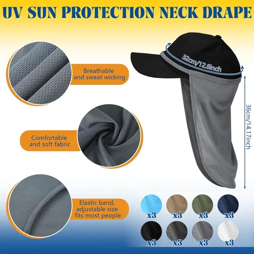 Vista 6 de 24 piezas de protección solar para el cuello, cortinas para el cuello, protector de cuello para la cara del sol, cubierta para el cuello