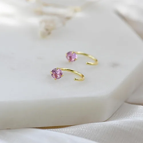 Vista 37 de Aretes pequeños de plata de ley 925 para mujer