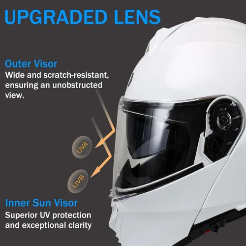 Vista 4 de Modular Motorcycle Helmet for Men Women, Flip Up Full Face to Open Face Helmet, DOT & FMVSS 218 Certified, Dual Visor, Removable & Washable Liner