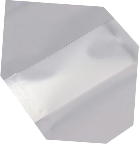Vista 9 de 100 bolsas aluminizadas con cremallera con ventana transparente, bolsas selladas para alimentos blancos para almacenamiento para frutos secos, té