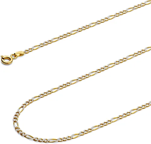 Vista 7 de Wellingsale Cadenas Figaro de oro macizo de 14 quilates (opciones seleccionadas)