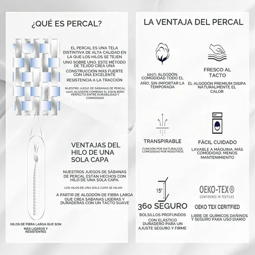 Vista 3 de Nautica - Juego de sábanas tamaño twin, sábanas refrescantes nítidas y confeccionadas con una sensación suave y ligera de percal de algodón