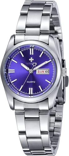 Vista 10 de Relojes para mujeres, cuarzo analógico, plateados, de acero inoxidable, luminosos, impermeables, reloj de vestir para damas negro (021 Black)