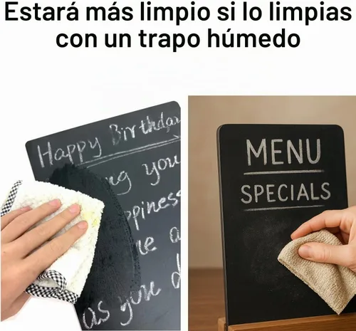 Vista 3 de NEWNEWSHOW Paquete de 2 pizarras de mesa de 8.7 x 12 pulgadas con soporte de madera