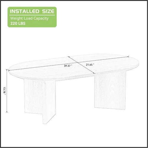 Vista 2 de KEVINSPACE W39.37 Mesa de centro ovalada para sala de estar Casa Moderna Mesa de café con diseño Patas de mesa de centro de madera Mesa de té 39.37