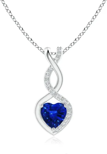 Vista 19 de Angara Heart-Shaped Blue Sapphire Infinity Pendant with Diamond Accents Oro Rosa