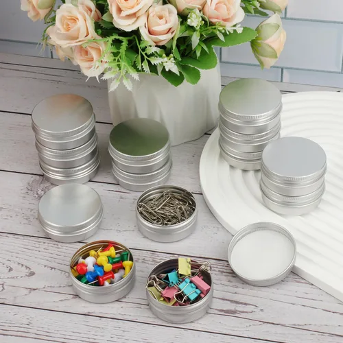 Vista 5 de 150 latas de aluminio de 1 onza con tapas de rosca, lata de metal redonda con tapas de rosca, latas redondas de 1 onza con tapa para cosméticos