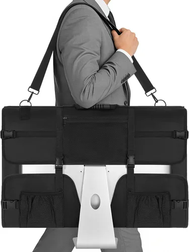 Vista 8 de Funda de transporte para monitor, funda de viaje para pantallas LCD de 24 pulgadas y monitores, bolsa protectora para monitor con asa de transporte