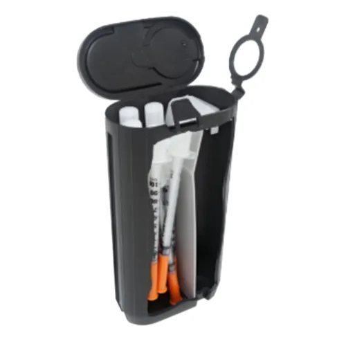 Vista 7 de Secure Sharps - Recipientes de bolsillo para objetos Sharps pequeños, 8.5 fl oz, negro (caja de 100)